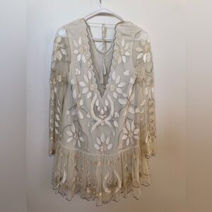 Free People Hearts Are Wild Embroidered Sheer Dress